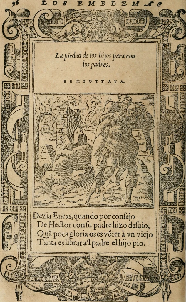 An illustration from Los emblemas de Alciato : traducidos en rhimas españolas ..., 1549, leaf 99