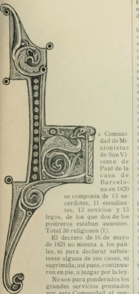 An illustration from Los religiosos en Cataluña durante la primera mitad del siglo 19, 1915, leaf 1340