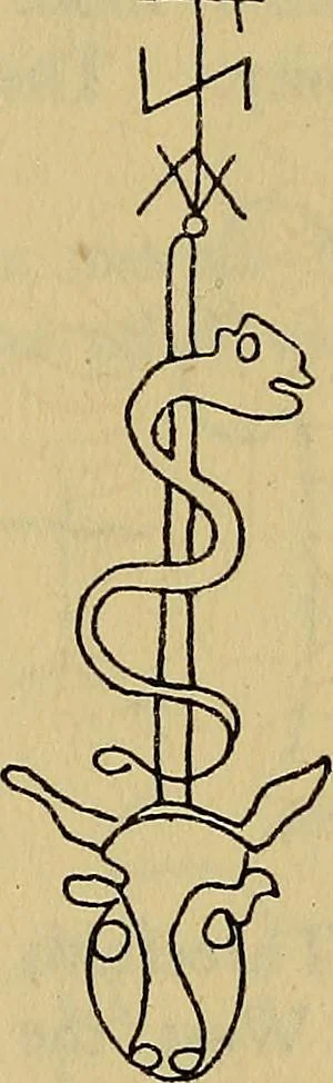 An illustration from The lost language of symbolism : an inquiry into the origin of certain letters, words, names, fairy-tales, folklore, and mythologies, 1912, leaf 95