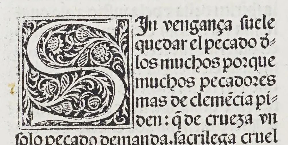 An illustration from Los tratados del doctor Alonso Ortiz : Tratado dela herida del rey. : Tratado consolatorio a la princesa de Portugal. : Item vna oracion alos reyes en latin y en romance : Item dos cartas me[n]ajeras a los reyes. Vna que embio [sic] la cibdad [sic] la otra el cabildo dela yglesia de Toledo : Tratado contra la carta del prothonotario de Lucena, leaf 144