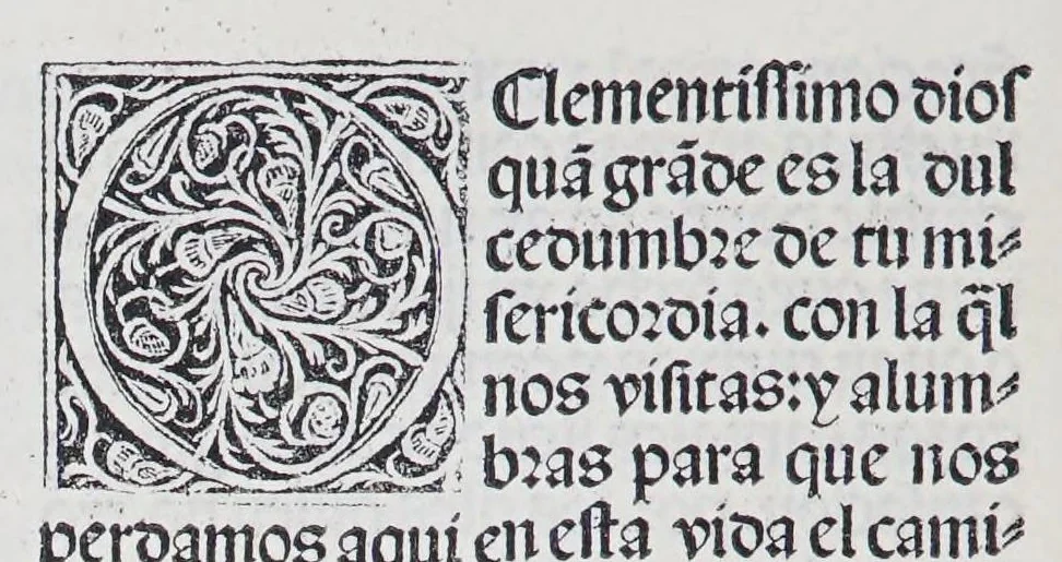 An illustration from Los tratados del doctor Alonso Ortiz : Tratado dela herida del rey. : Tratado consolatorio a la princesa de Portugal. : Item vna oracion alos reyes en latin y en romance : Item dos cartas me[n]ajeras a los reyes. Vna que embio [sic] la cibdad [sic] la otra el cabildo dela yglesia de Toledo : Tratado contra la carta del prothonotario de Lucena, leaf 72