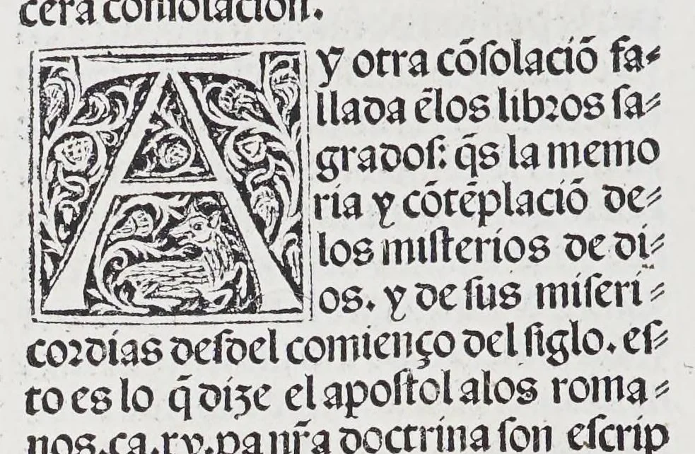 An illustration from Los tratados del doctor Alonso Ortiz : Tratado dela herida del rey. : Tratado consolatorio a la princesa de Portugal. : Item vna oracion alos reyes en latin y en romance : Item dos cartas me[n]ajeras a los reyes. Vna que embio [sic] la cibdad [sic] la otra el cabildo dela yglesia de Toledo : Tratado contra la carta del prothonotario de Lucena, leaf 74