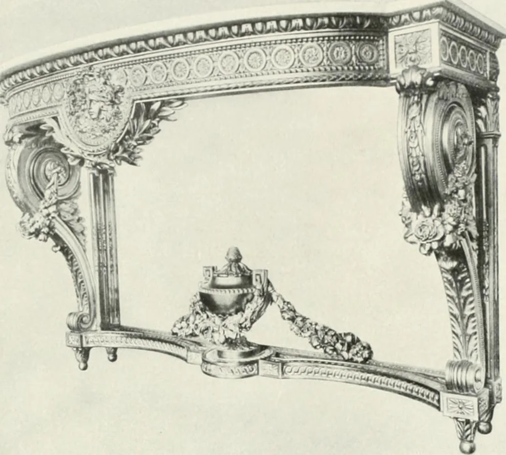 An illustration from Louis XVI furniture, 1913, leaf 100