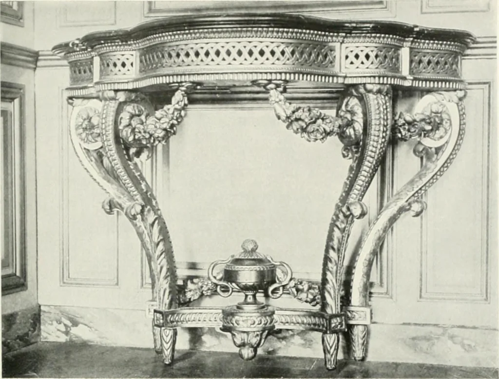 An illustration from Louis XVI furniture, 1913, leaf 102