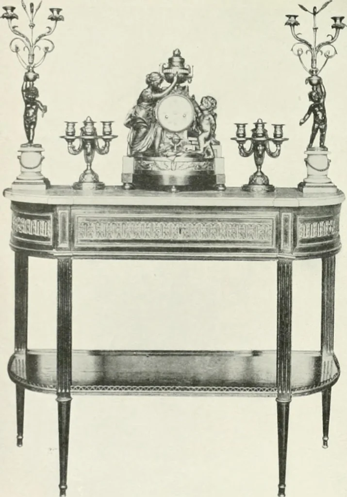 An illustration from Louis XVI furniture, 1913, leaf 106