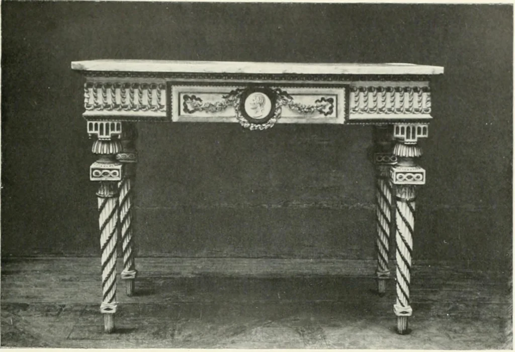 An illustration from Louis XVI furniture, 1913, leaf 110