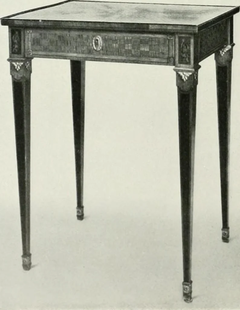 An illustration from Louis XVI furniture, 1913, leaf 115