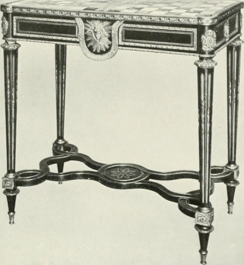 An illustration from Louis XVI furniture, 1913, leaf 118
