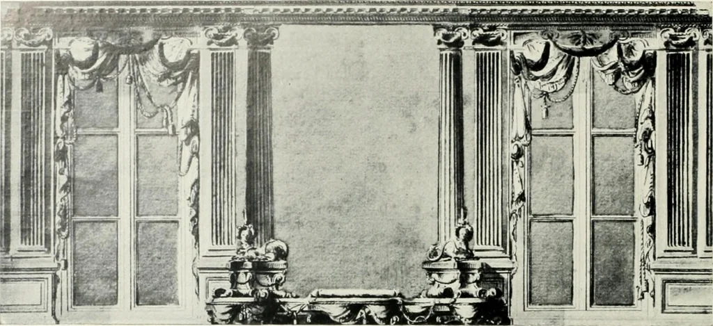An illustration from Louis XVI furniture, 1913, leaf 13