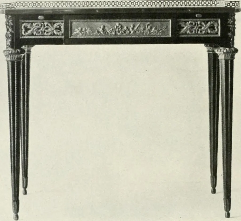An illustration from Louis XVI furniture, 1913, leaf 135