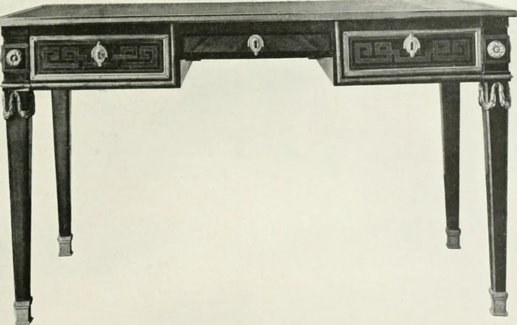 An illustration from Louis XVI furniture, 1913, leaf 138
