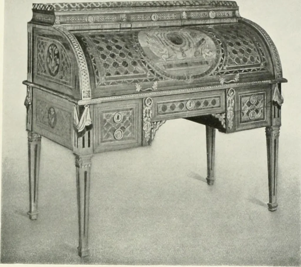 An illustration from Louis XVI furniture, 1913, leaf 148