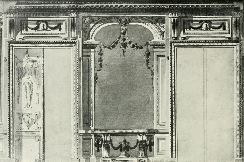 An illustration from Louis XVI furniture, 1913, leaf 15