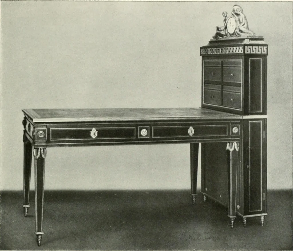 An illustration from Louis XVI furniture, 1913, leaf 150