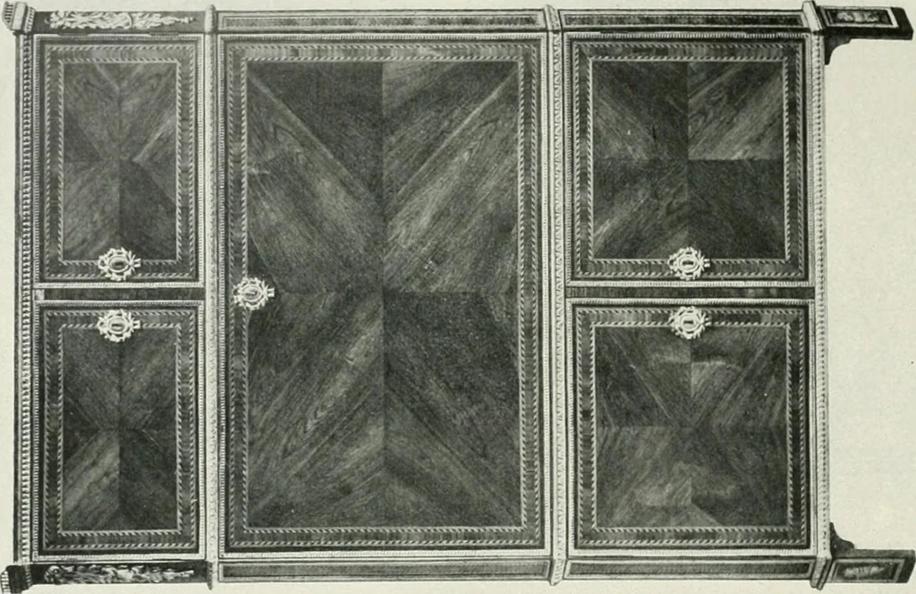 An illustration from Louis XVI furniture, 1913, leaf 153
