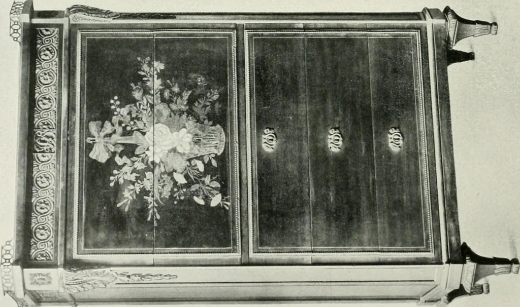 An illustration from Louis XVI furniture, 1913, leaf 153
