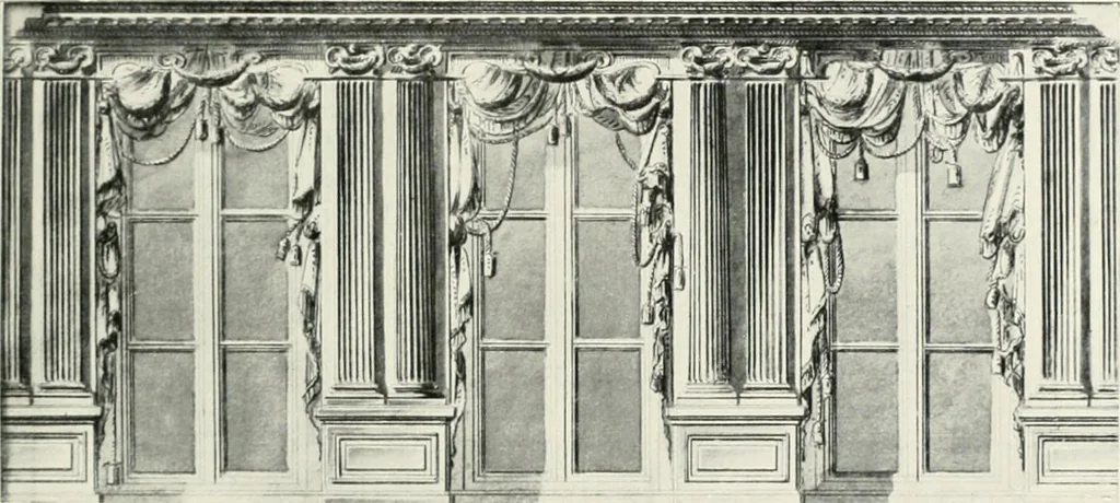 An illustration from Louis XVI furniture, 1913, leaf 16