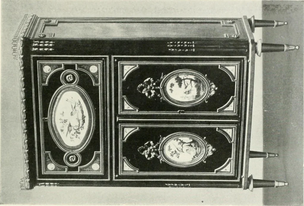 An illustration from Louis XVI furniture, 1913, leaf 166