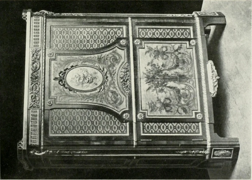 An illustration from Louis XVI furniture, 1913, leaf 176