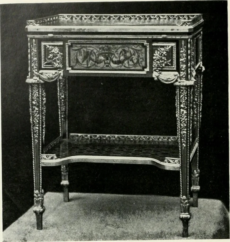 An illustration from Louis XVI furniture, 1913, leaf 177
