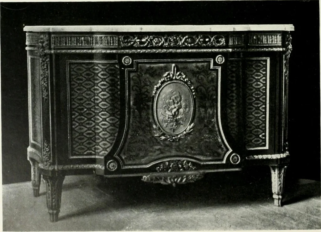 An illustration from Louis XVI furniture, 1913, leaf 177