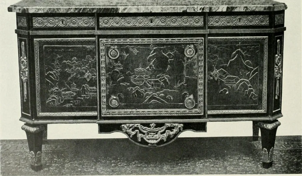 An illustration from Louis XVI furniture, 1913, leaf 181