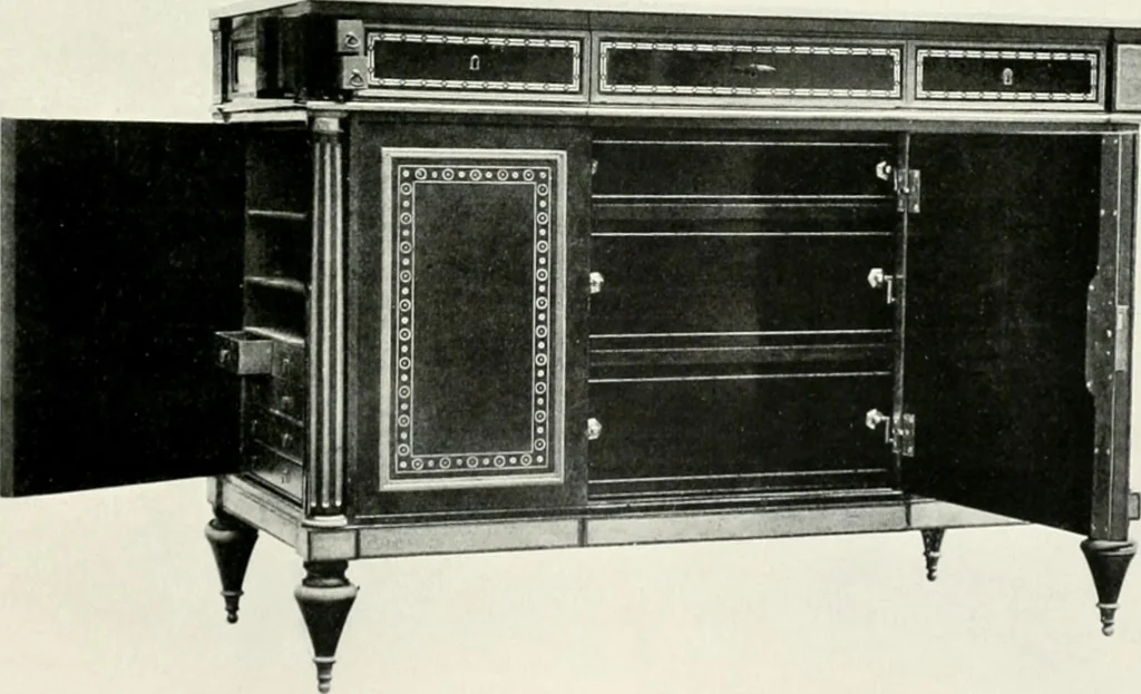 An illustration from Louis XVI furniture, 1913, leaf 182