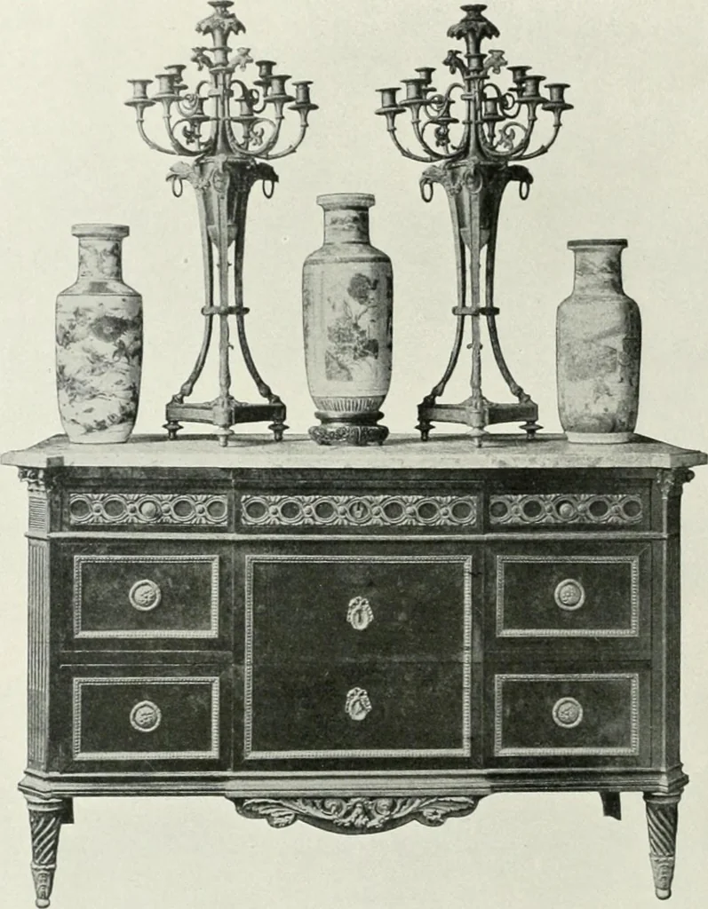 An illustration from Louis XVI furniture, 1913, leaf 183