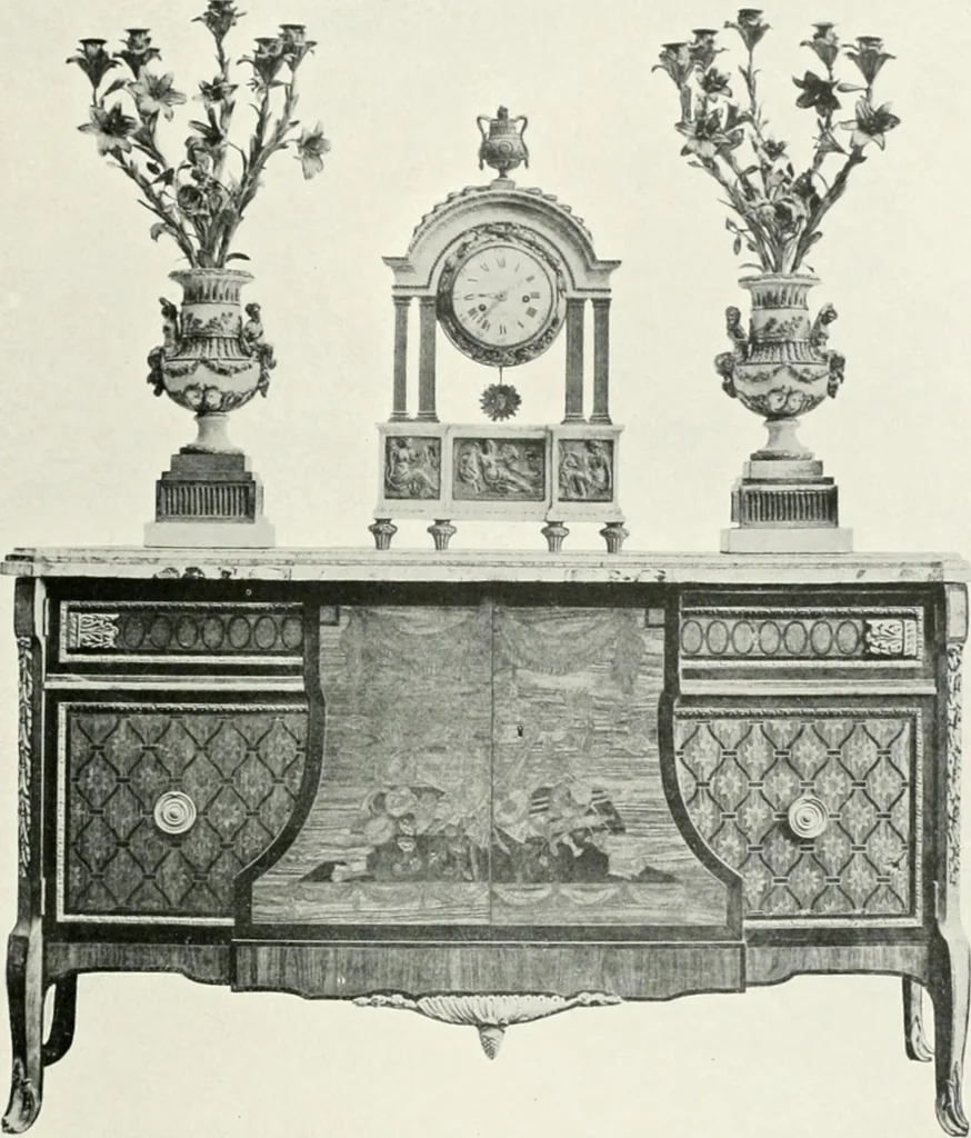 An illustration from Louis XVI furniture, 1913, leaf 184