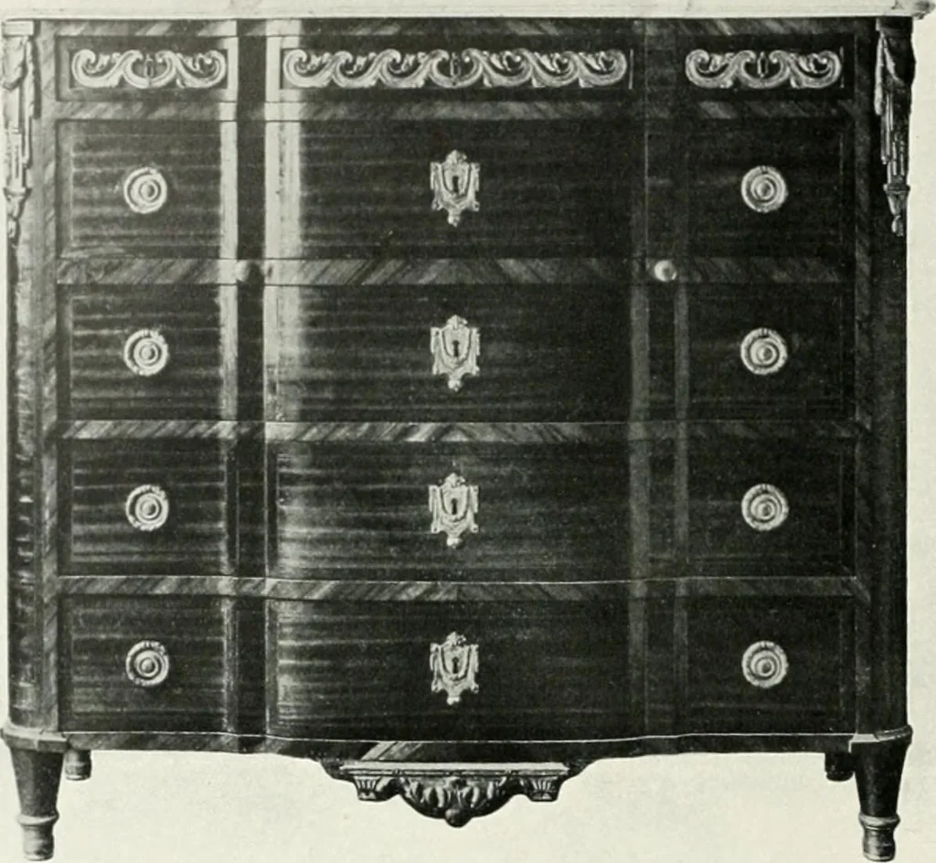 An illustration from Louis XVI furniture, 1913, leaf 185