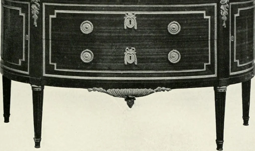 An illustration from Louis XVI furniture, 1913, leaf 186