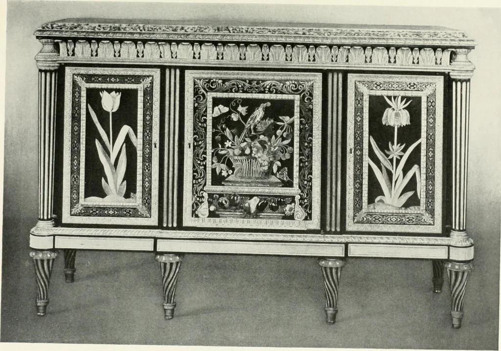 An illustration from Louis XVI furniture, 1913, leaf 196
