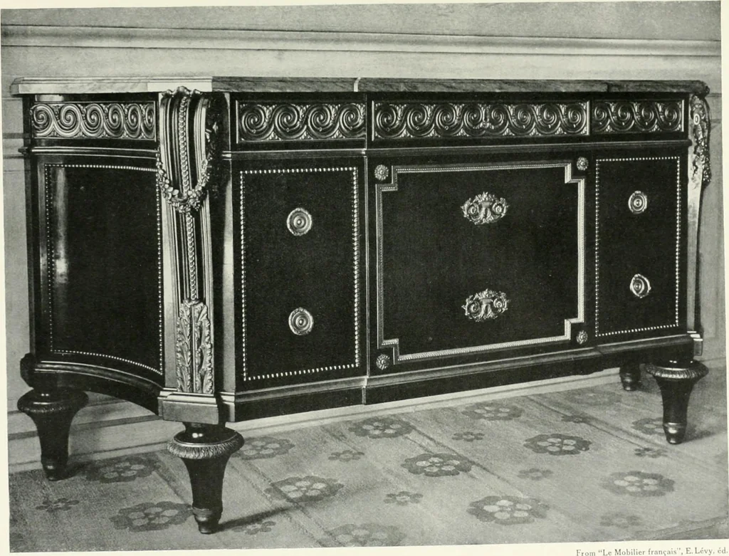 An illustration from Louis XVI furniture, 1913, leaf 198