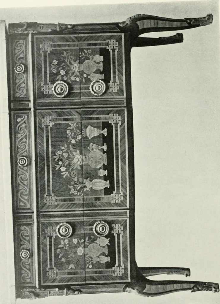 An illustration from Louis XVI furniture, 1913, leaf 199