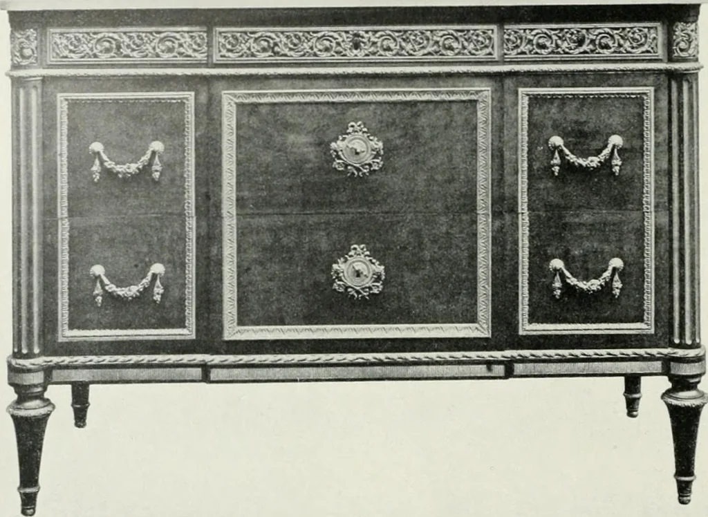 An illustration from Louis XVI furniture, 1913, leaf 203