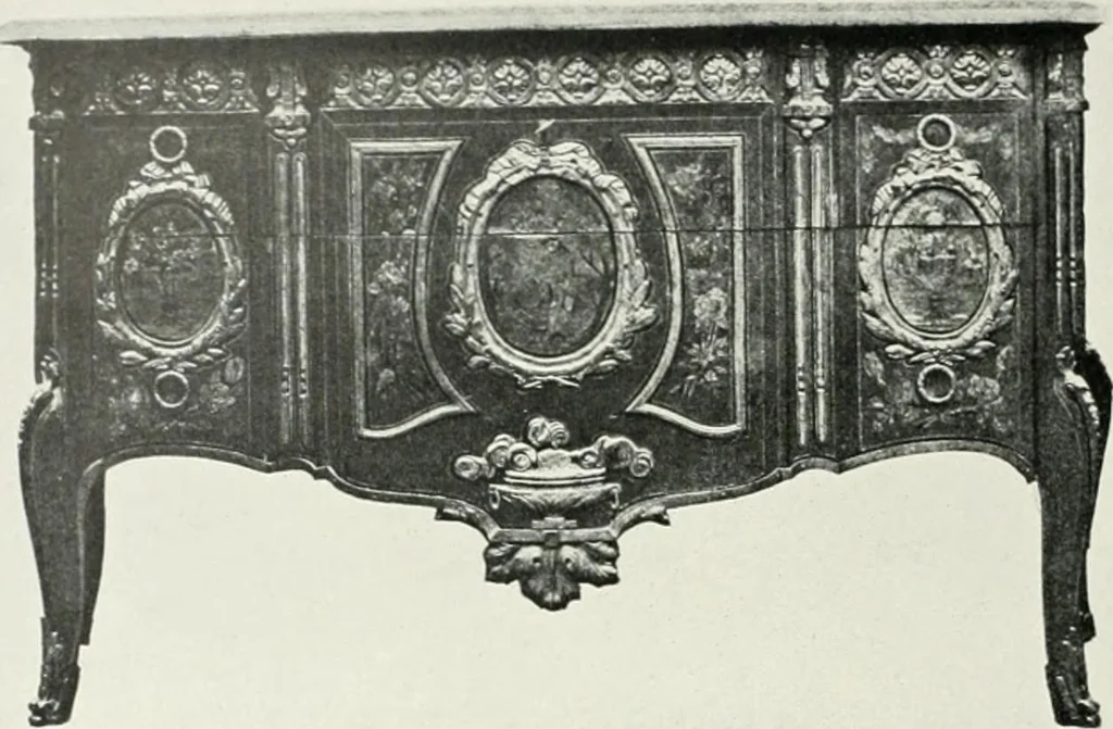 An illustration from Louis XVI furniture, 1913, leaf 205