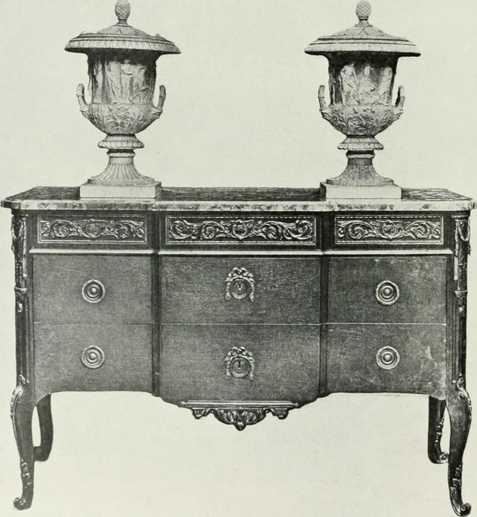 An illustration from Louis XVI furniture, 1913, leaf 205