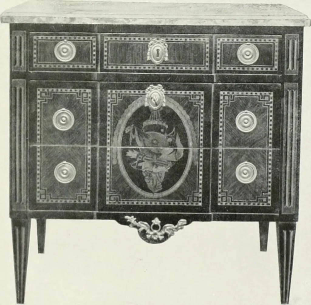 An illustration from Louis XVI furniture, 1913, leaf 206
