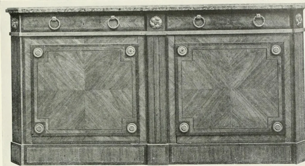 An illustration from Louis XVI furniture, 1913, leaf 208