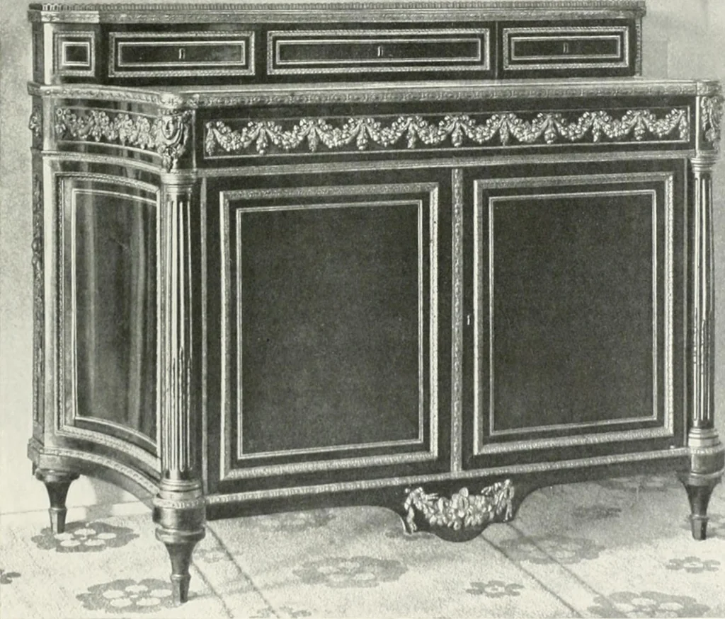An illustration from Louis XVI furniture, 1913, leaf 208