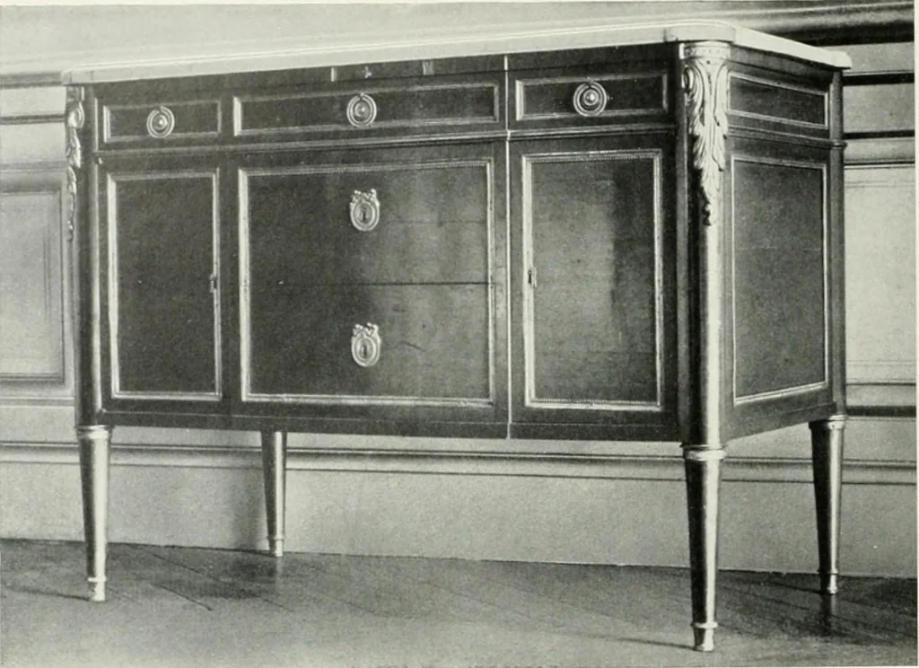 An illustration from Louis XVI furniture, 1913, leaf 209