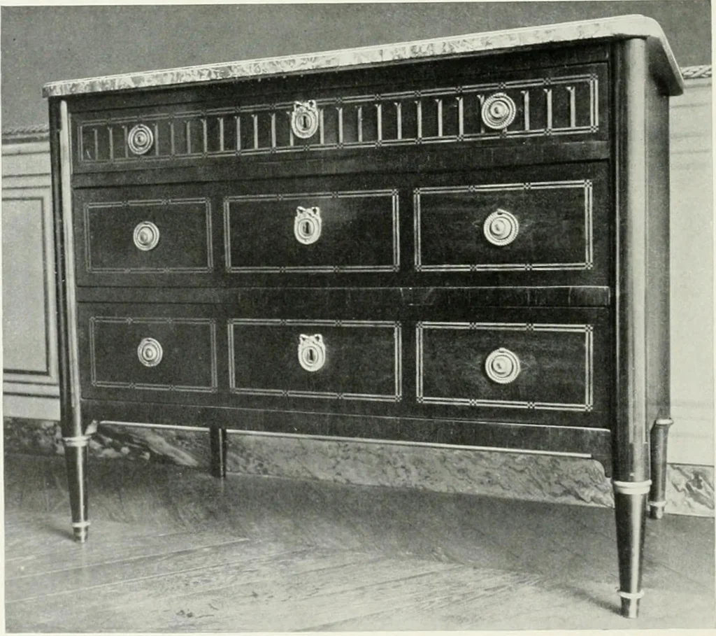 An illustration from Louis XVI furniture, 1913, leaf 209