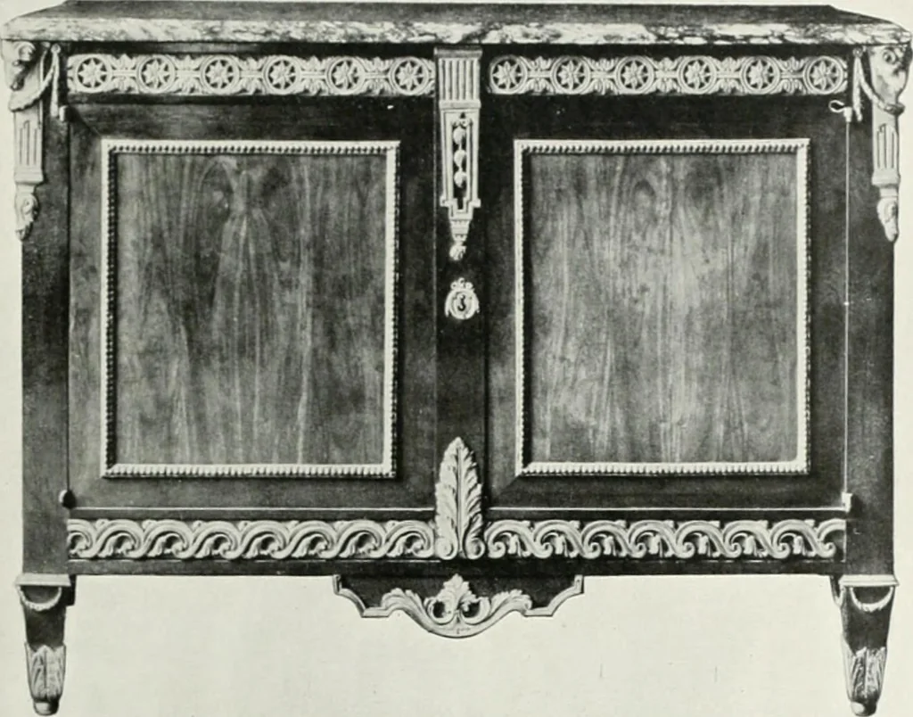 An illustration from Louis XVI furniture, 1913, leaf 210