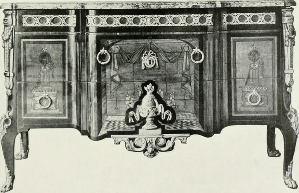 An illustration from Louis XVI furniture, 1913, leaf 210