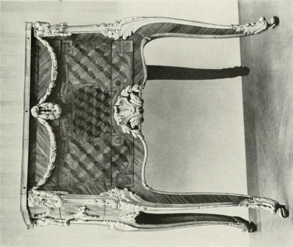 An illustration from Louis XVI furniture, 1913, leaf 216