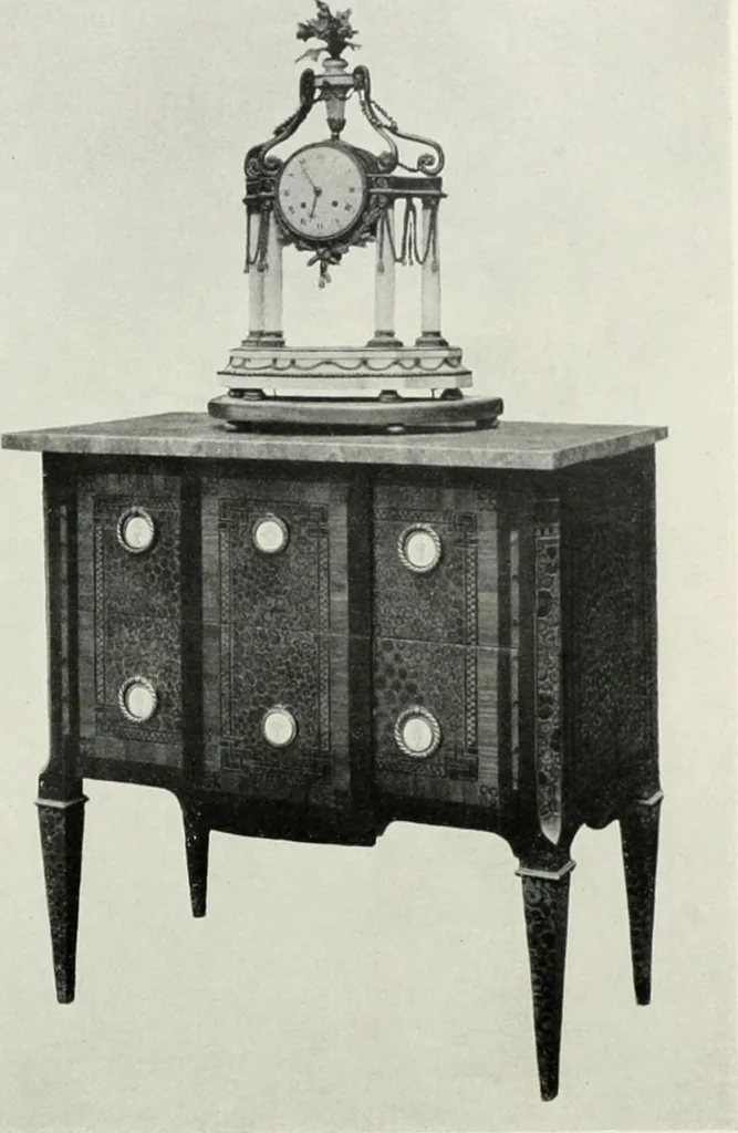 An illustration from Louis XVI furniture, 1913, leaf 217