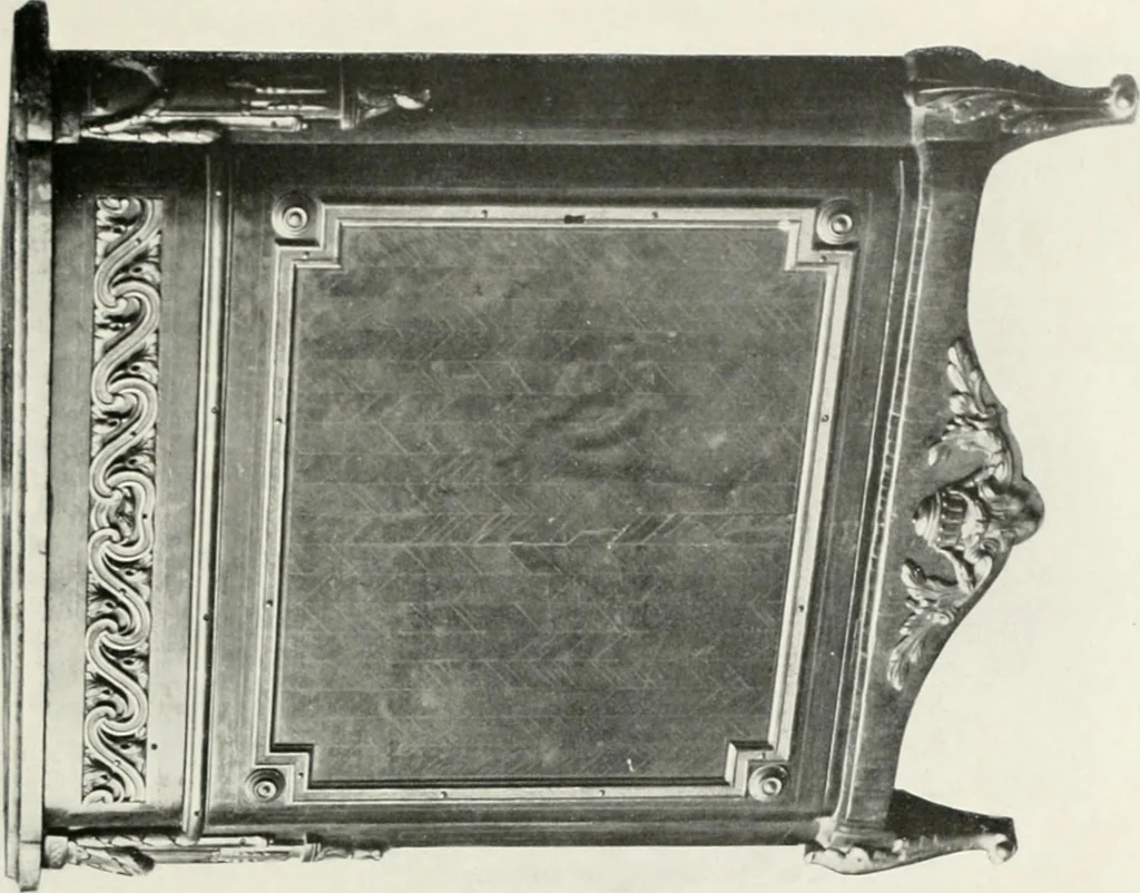 An illustration from Louis XVI furniture, 1913, leaf 218