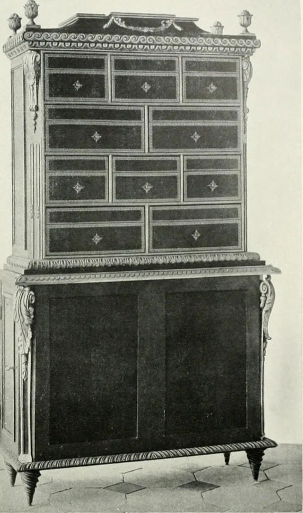 An illustration from Louis XVI furniture, 1913, leaf 219