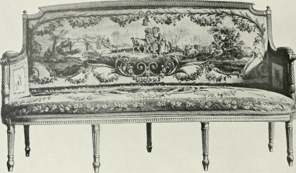 An illustration from Louis XVI furniture, 1913, leaf 253