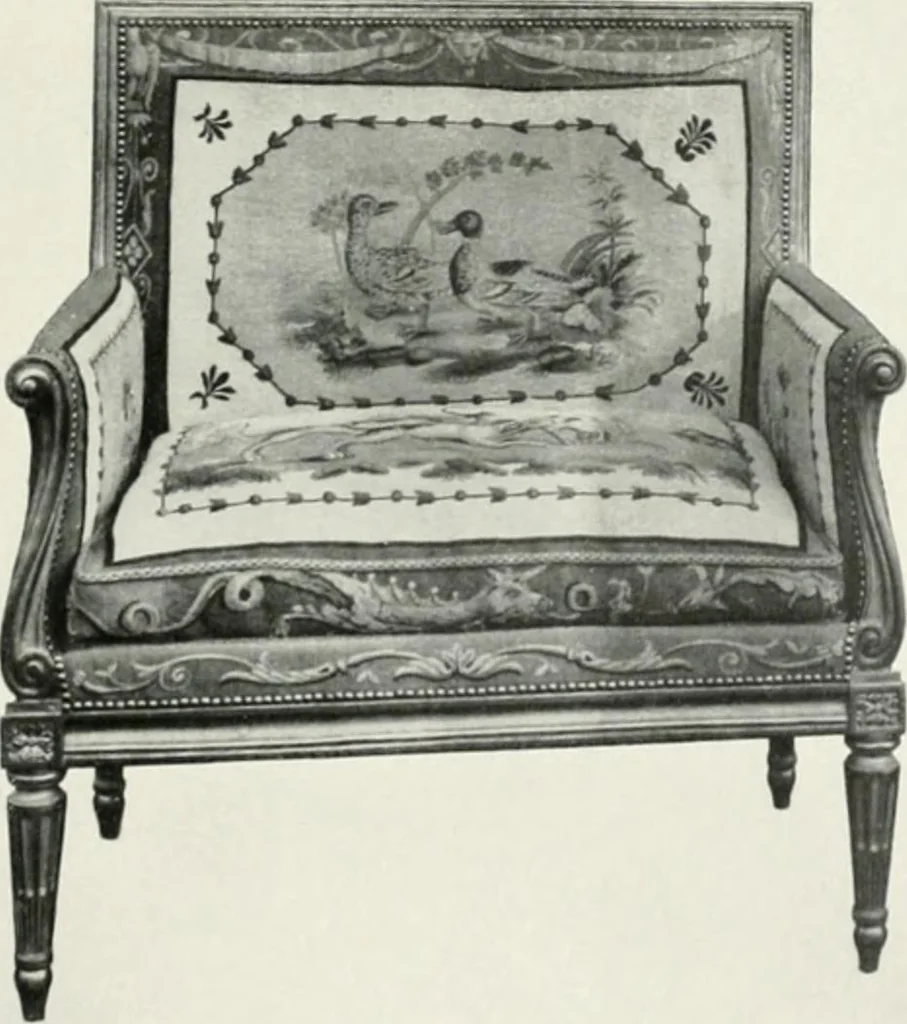 An illustration from Louis XVI furniture, 1913, leaf 254